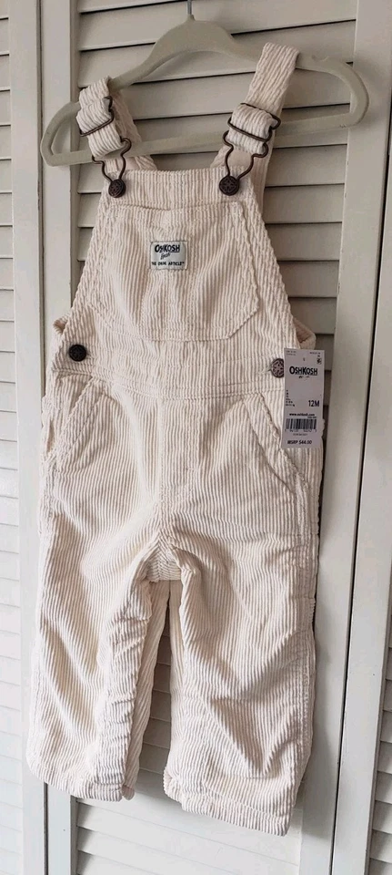 Mono OshKosh Pana Forrado Vestbak 12 Meses NUEVO Off White Foto 3 de 4