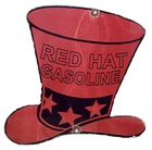 VINTAGE RED HAT GASOLINE PORCELAIN SIGN STANDARD OIL GAS STATION PUMP PLATE