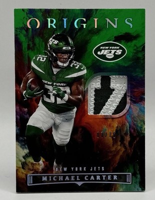 Michael Carter Patch RC /10 2022 Panini Origins Green Future Fabrics Jets SSP