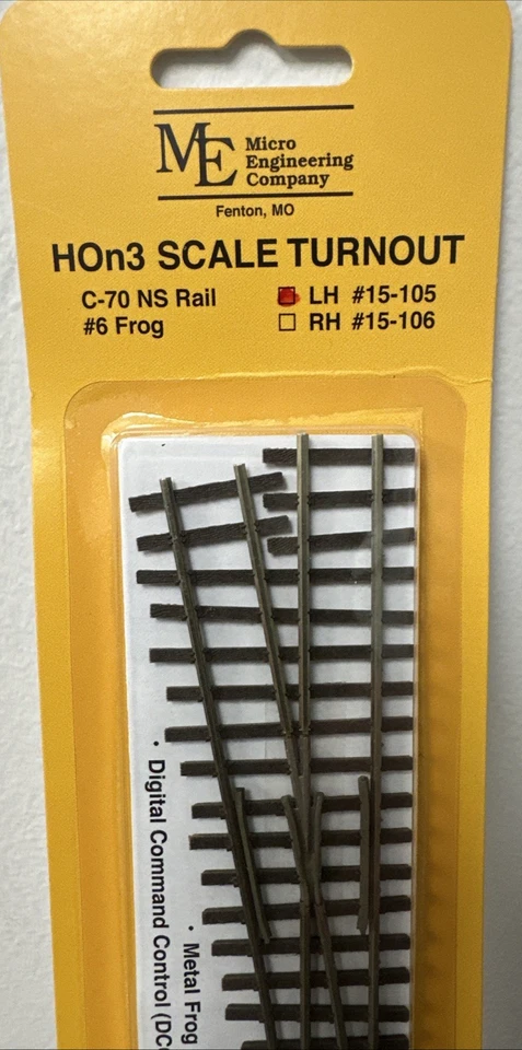 Micro Engineering HOn3 #15-105 Left Hand #6 Turnout Code 70 Nickel Silver NIP! - Image 2 of 4