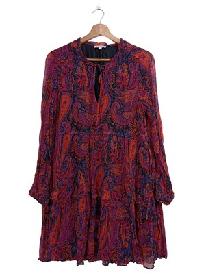 MRS & HUGS Langarmkleid Damen Kleid Gr. DE 40 lila-hellorange-blau Party-Look