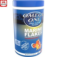 Garlic Marine Flakes Fish Food Color Enhancer Omega 3 Sinking Flakes 5.3oz