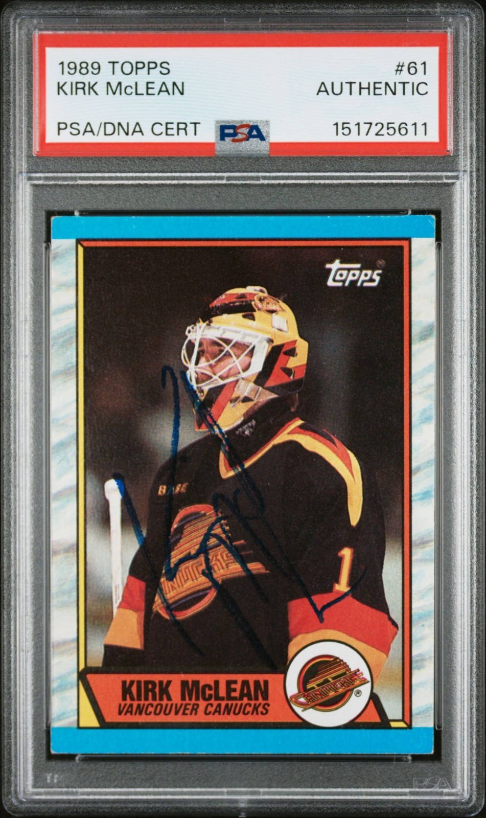 1989-90 Topps #61 Kirk McLean Rookie Signed Autograph PSA/DNA Authentic Auto