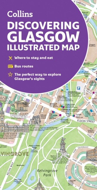 Discovering Glasgow Illustrated Map by Collins Maps (Sheet map, folded) - Image 3