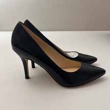 NIB Nine West FLAX Womens 7.5W Black Leather Pointed Toe Stiletto Heels Pumps