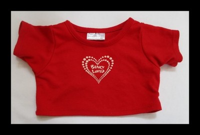 Build A Bear Workshop Red Beary Loved Heart Top Shirt