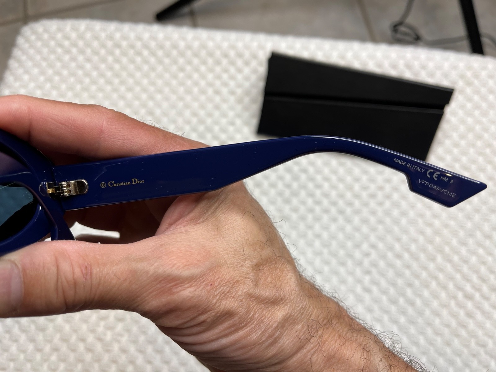 Christian Dior Oblique CD Gold Logo Blue Iconic Sunglasses with case, image 6