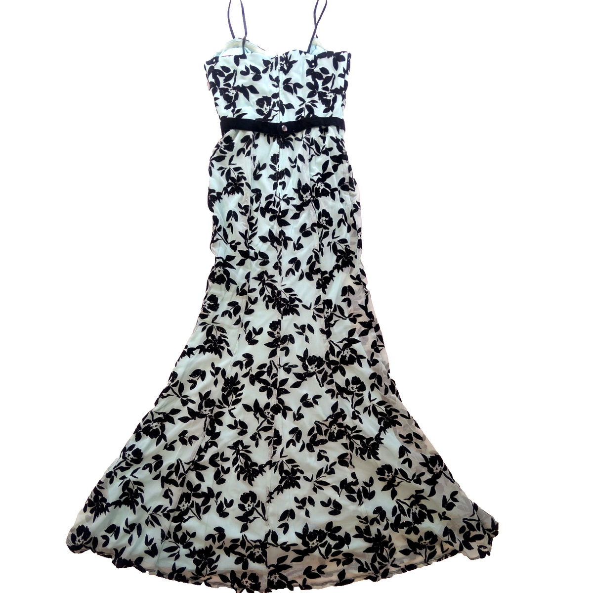 City Triangles Mint Black Floral Prom Dress Juniors 3 Mermaid Beaded Waist  | eBay