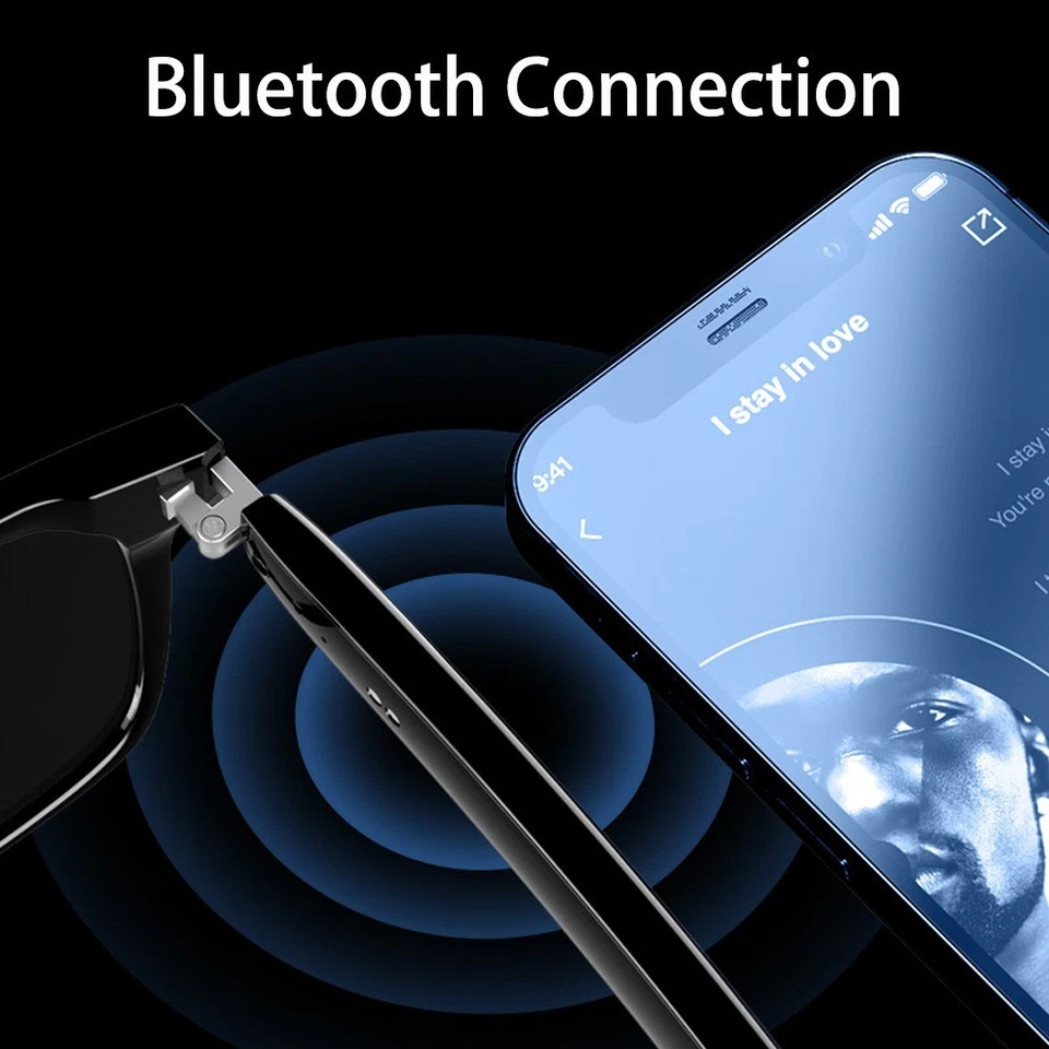Smart Glasses Bluetooth Polarized Sunglasses Speaker Voice Assistant Headphones - Image 3 of 4