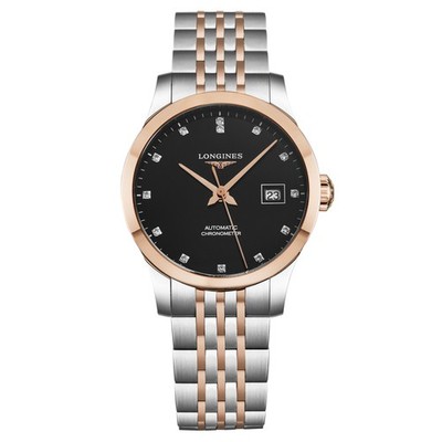 Longines Record Black Dial Diamond Two Tone Women's Watch L2.321.5.57.7
