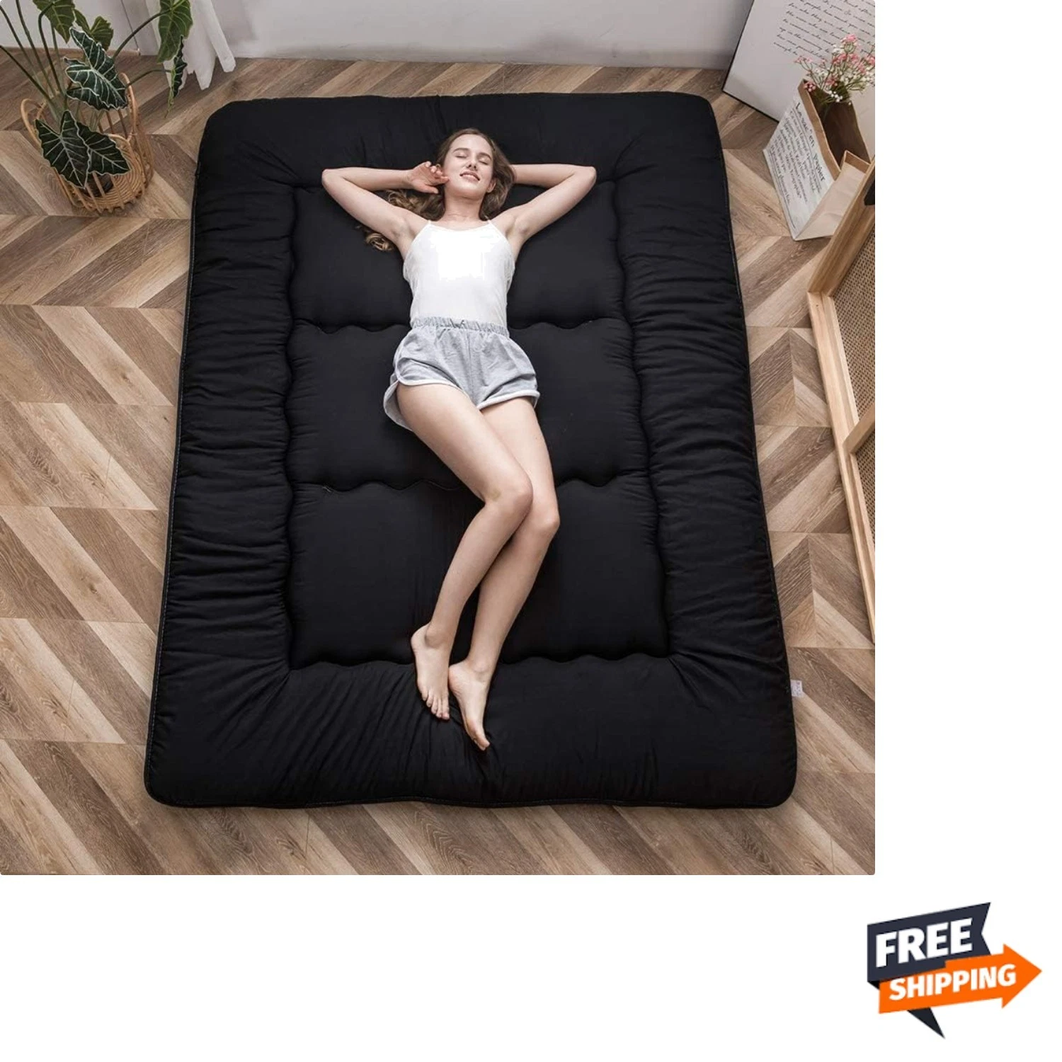 Japanese Floor Mattress Futon Mattress, 4" Thicken Tatami Mat Sleeping Pad Fo...