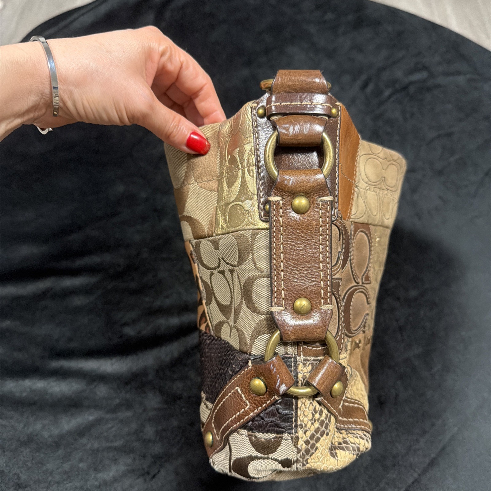 Coach Patchwork Shoulder Bag Multicolor Leather &… - image 7