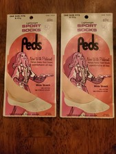 2 NOS Vintage Peds Women's White Sport Socks 8-11 1/2