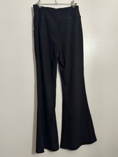 Halara Black Ribbed Flare Pants / Large / High-Waisted with Pockets