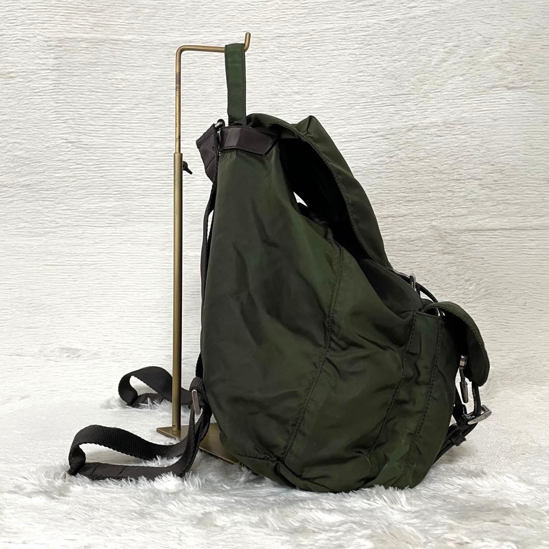 PRADA backpack triangular logo white tag nylon kh… - image 4