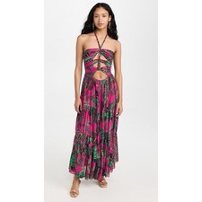 NWOT Gorgeous FARM Rio Pink Leaves Maxi Dress L XL perfect