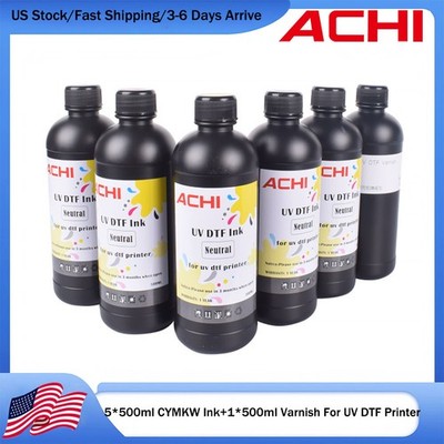 ACHI 500ml UVDTF Ink+500ml Varnish For Epson XP600 A3 UV DTF Sticker Printer