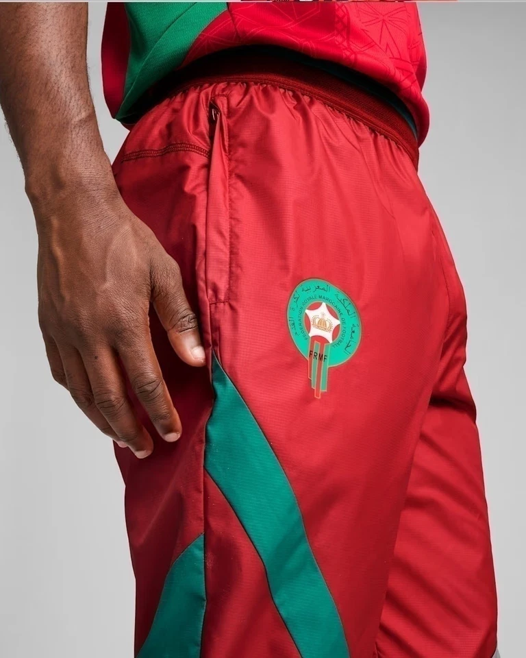  FRMF Maroc Puma Pantalon De Survêtement Rouge 2025 Woven stadium pre match  - Photo 3/4