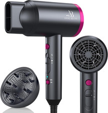 Ionic Hair Dryer with Diffuser, Powerful 1800W Blow for Women Dark Gray