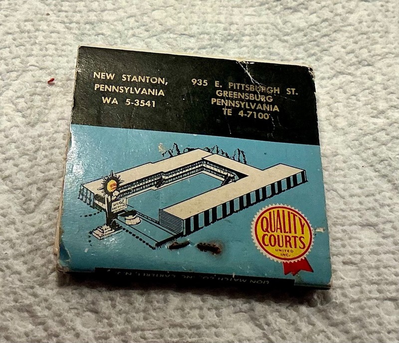 Vintage New Stanton PA, Motel matchbook