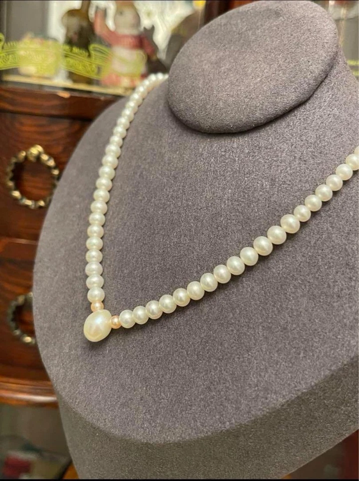 Collar TASAKI Perlas Rosa Oro K18 38cm Elegante Joyería Mujer Regalo con Caja Foto 2 de 4