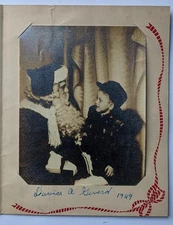 1949 VINTAGE SOUVENIR CHRISTMAS PHOTO BOY on SANTA CLAUS s LAP David Geverd