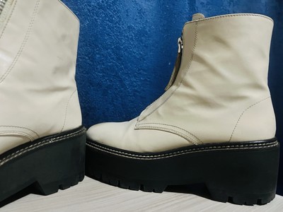 Unisex Ankle Boots Cream Platform H&M Zip Fastening New UK Size