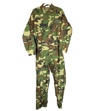 VTG Rothco Flight Suit Mens S Camo Woodland Air Force Overalls Utility Ankle Zip