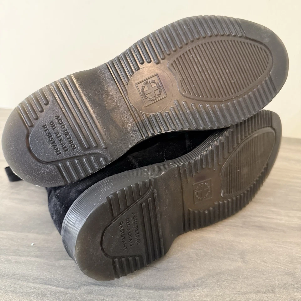 Dr. Martens Negro Flora Terciopelo Botas Sin Cordones Zapatos Mujer Talla 6 Foto 3 de 4