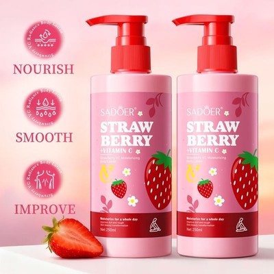 SADOER Strawberry Vitamin C Body Lotion Moisturizing Smooth Skin Repair Glowing