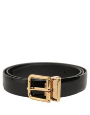 Dolce&Gabbana Men Black Dress Belt Leather Rectangular Buckle Strap Sz 90cm 36"