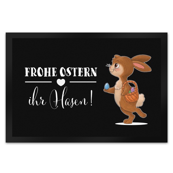 Frohe Ostern Ihr Hasen FußMatte XL In 40X60 Cm Mit SüßEm Osterhase-image