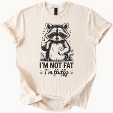 Fluffy Raccoon Not Fat Cute Animal Cartoon Graphic T Shirt Kawaii Tee