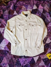 Buffalo David Bitton Corduroy Shacket Jacket Mens XL White Long Sleeves Heavy