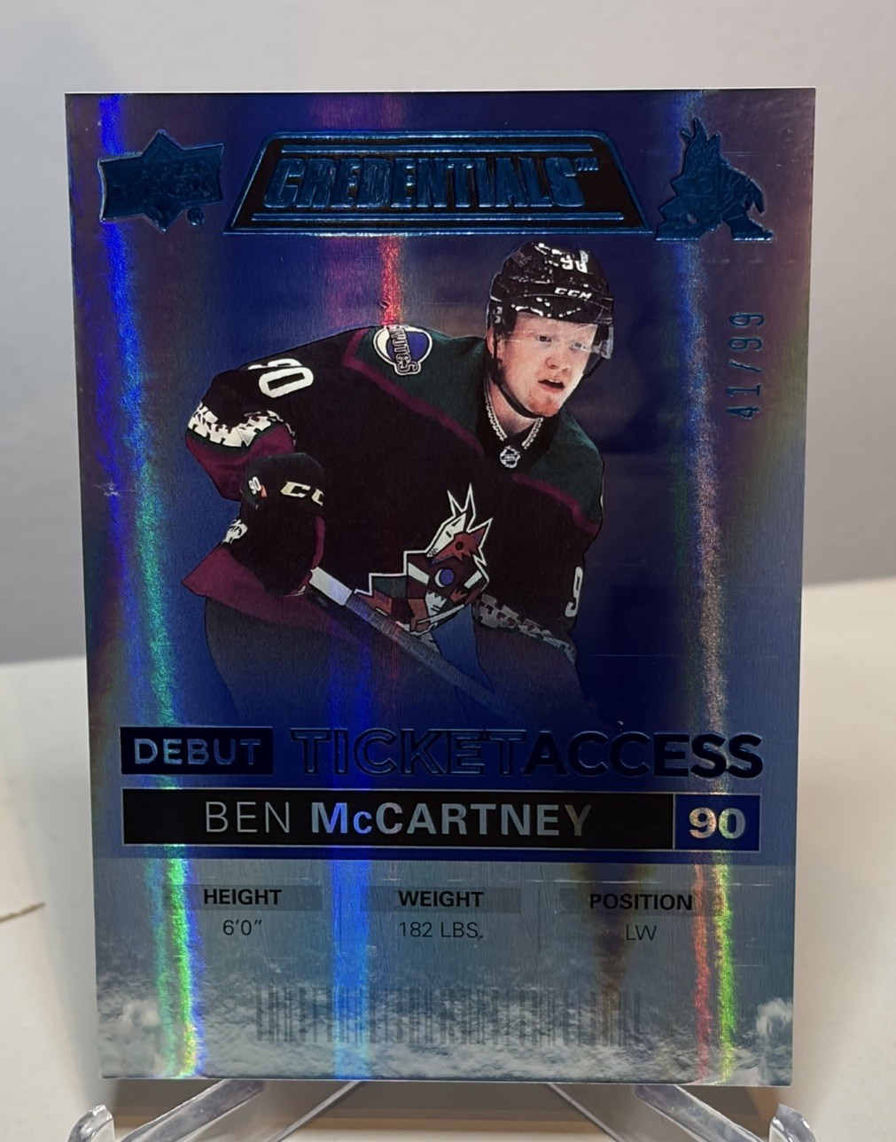 2021-22 Upper Deck Credentials Ben McCartney Debut Ticket Access Blue/99 No.85