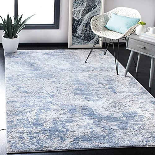 Amelia Collection Area Rug - 6' x 9', Grey & Blue, Modern Abstract Design, - Image 2 of 4