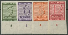 SBZ West-Sachsen 1945 Freim. Ziffern mit WZ X Unterrand 116/19 X UR postfrisch