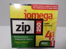Iomega 250MB Zip Disks 4 Pack PC Formatted SEALED PACK OF 4