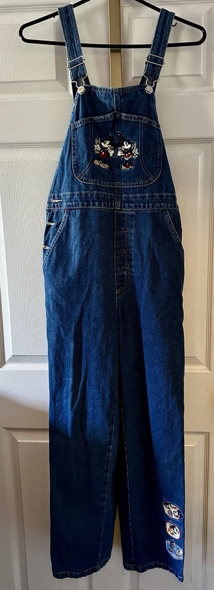 Vintage The Disney Store Mickey Minnie Mouse Denim Overalls 