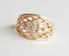Vintage Beautiful Ring White stones Gilt Silver 925 test Women Jewelry size 6.75