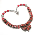 Red Coral Gemstone Tibetan Necklace Nepalese Handmade Nepali Jewelry 18" N33
