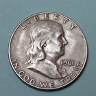 1961-D Franklin Half -Silver- Circulated -Denver Mint-  ASW  0.361 troy oz
