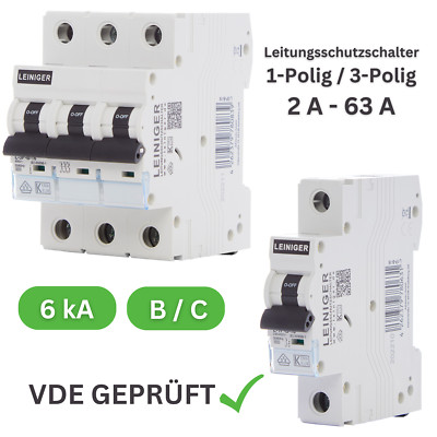 Leitungsschutzschalter / Sicherungsautomat / 6A - 63A / 1-polig / 3-polig /  VDE