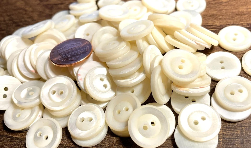 6 Fabulous Thick Cream Trocas? Shell MOP Buttons 15mm Almost 5/8" 12761 - Image 3 of 3