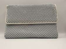 VINTAGE WHITING and DAVIS WHITE MESH CLUTCH SHOULDER BAG with REMOVABLE STRAP
