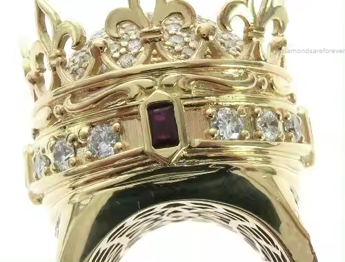 Customized Ring Royal Crown Ring Hip Hop Ring Moissanite 925 Sterling Silver - Picture 4 of 6