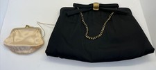 Vintage After Five USA Black Evening Bag, Purse, Clutch w/ Attached Change Purse