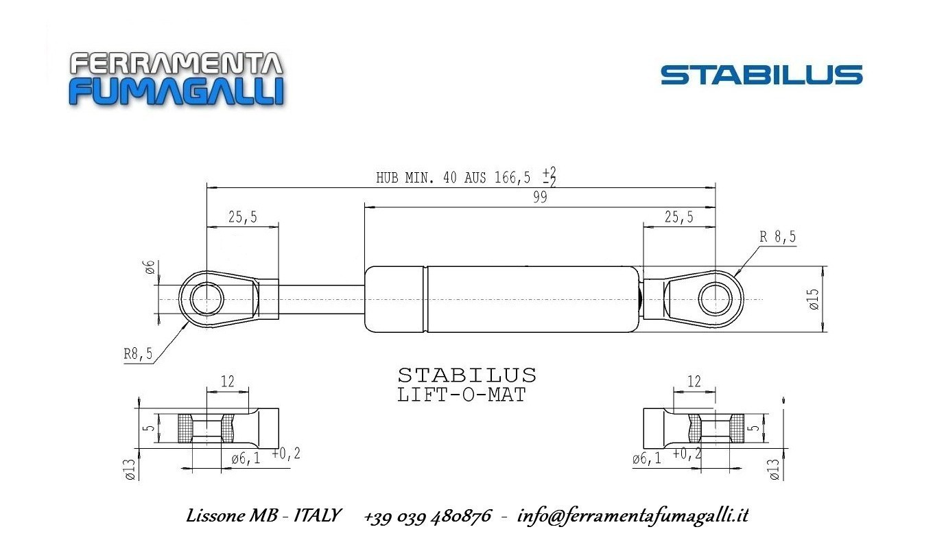 MOLLA A GAS STABILUS 2138LK 400N GAS SPRING VERIN GASFEDERN