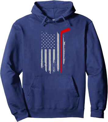 Hockey American Flag Hockey Game Play Design Unisex Hooded Sweatshirt