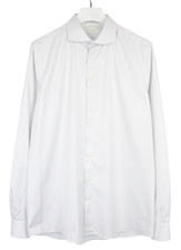 SUITSUPPLY Traveller Slim Fit Formal Shirt Men's 44L / 17 1/2L Pinstriped Grey
